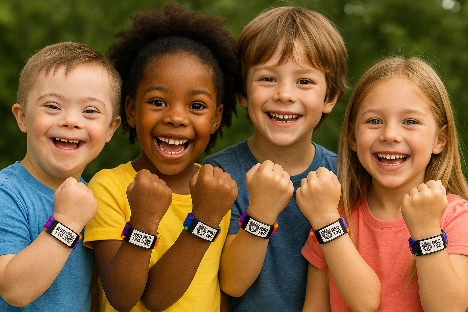 Image of children wearing medical tags