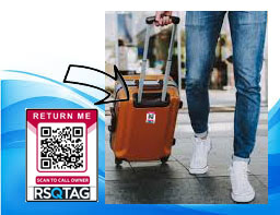 Luggage with a QR code on it